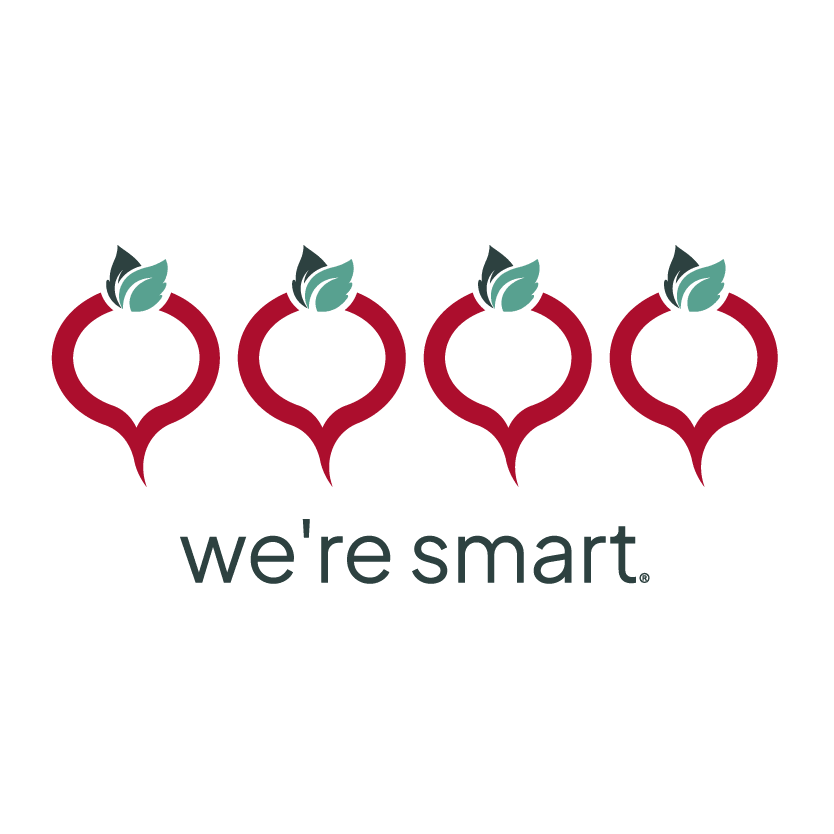 Logo We're Smart – vier rote Radieschen